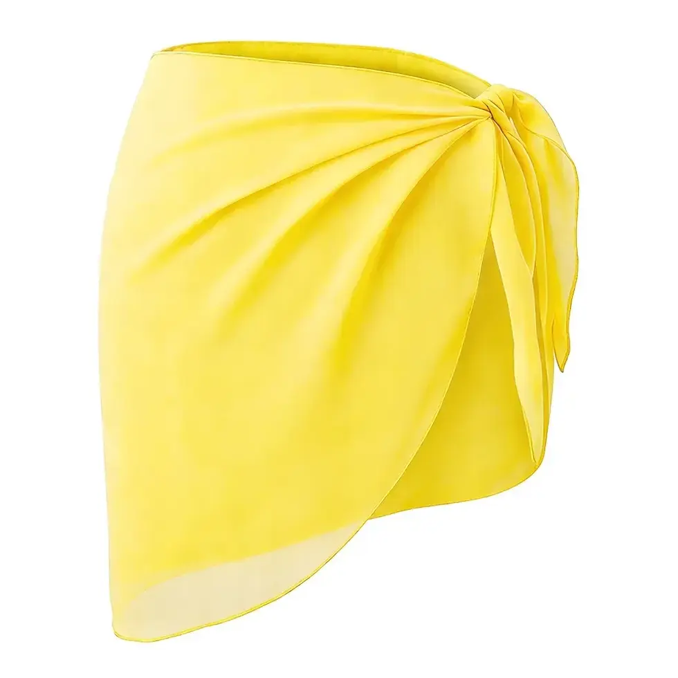 Thumbnail: Summer Women Short Solid Sarong Swimsuit Coverups Beach Bikini Wrap Sheer Short