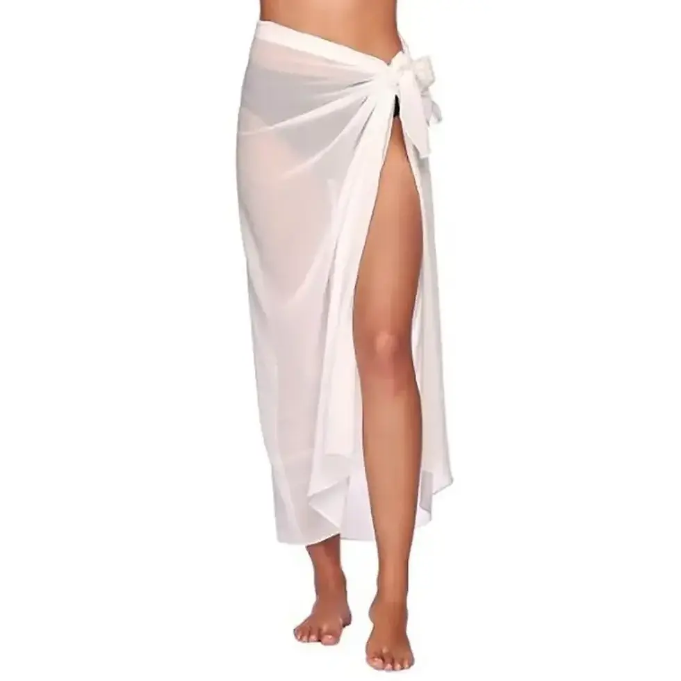 Thumbnail: Summer Women Short Solid Sarong Swimsuit Coverups Beach Bikini Wrap Sheer Short