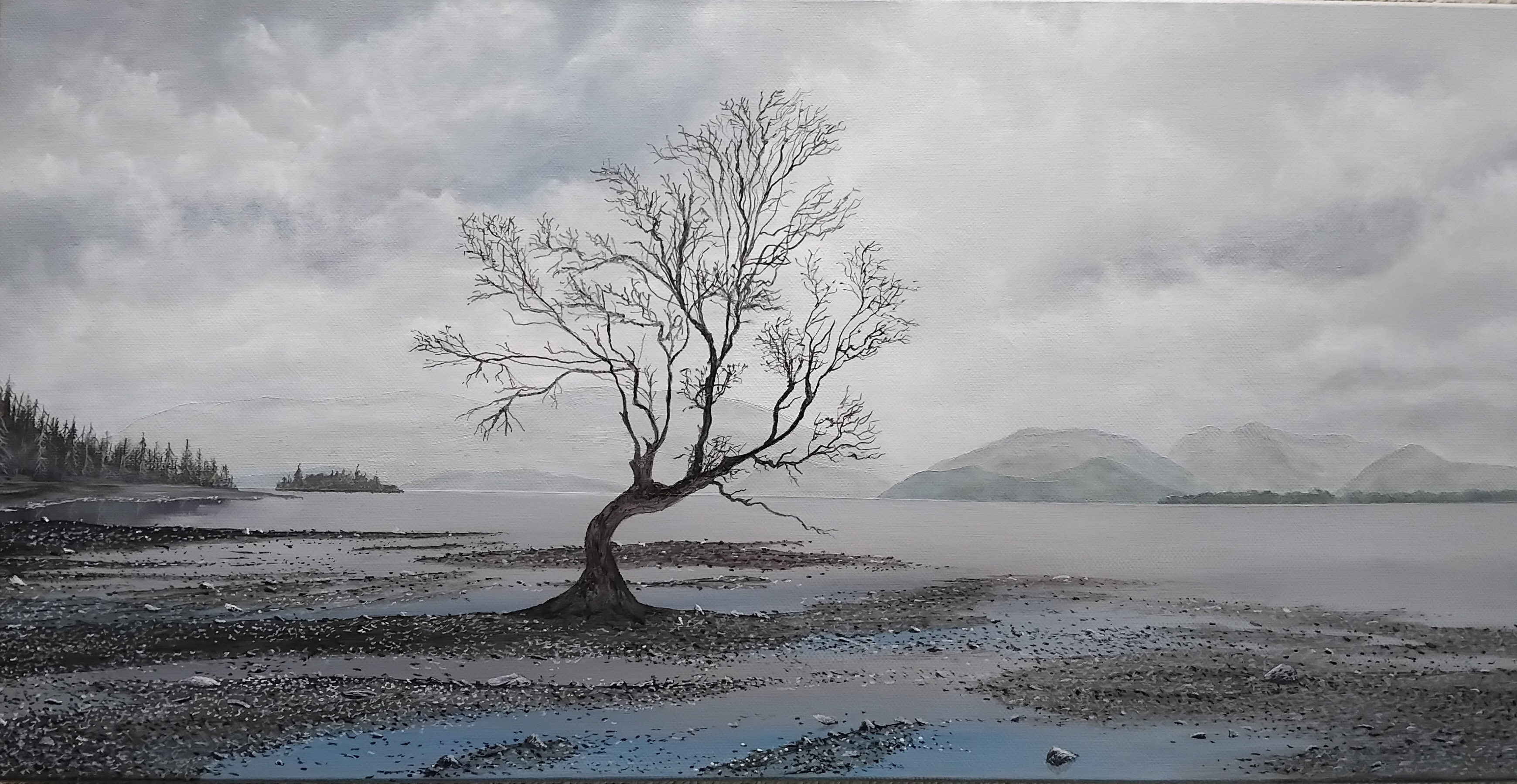 Wanaka Tree original oil painting. 600mm x 300mm