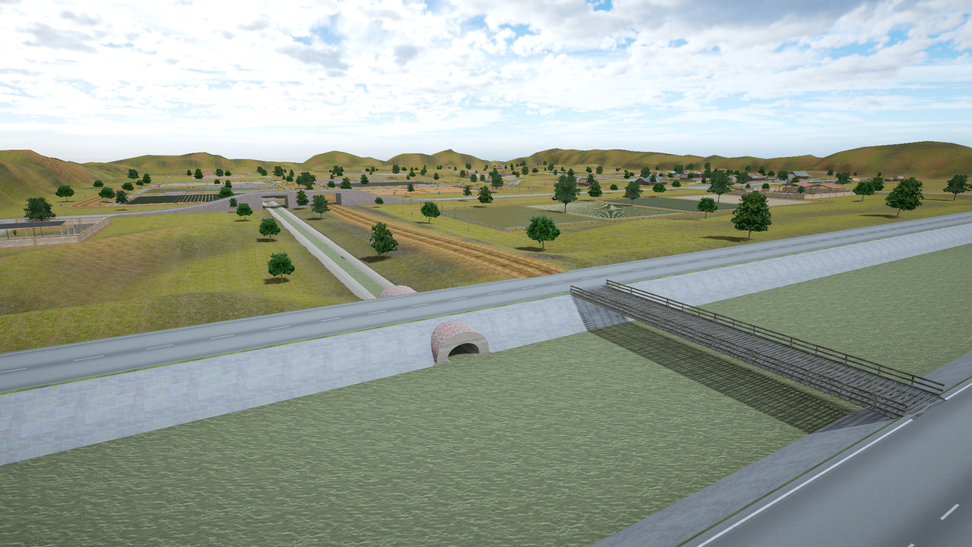 A small canal connecting with a big canal to water fields.