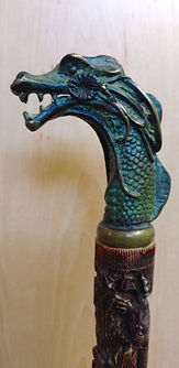 Bronze sea monster walking stick