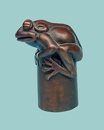 Bronze Frog cane handle by Deran Wright