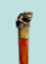 Bronze sculpture- Frog Walking Stick