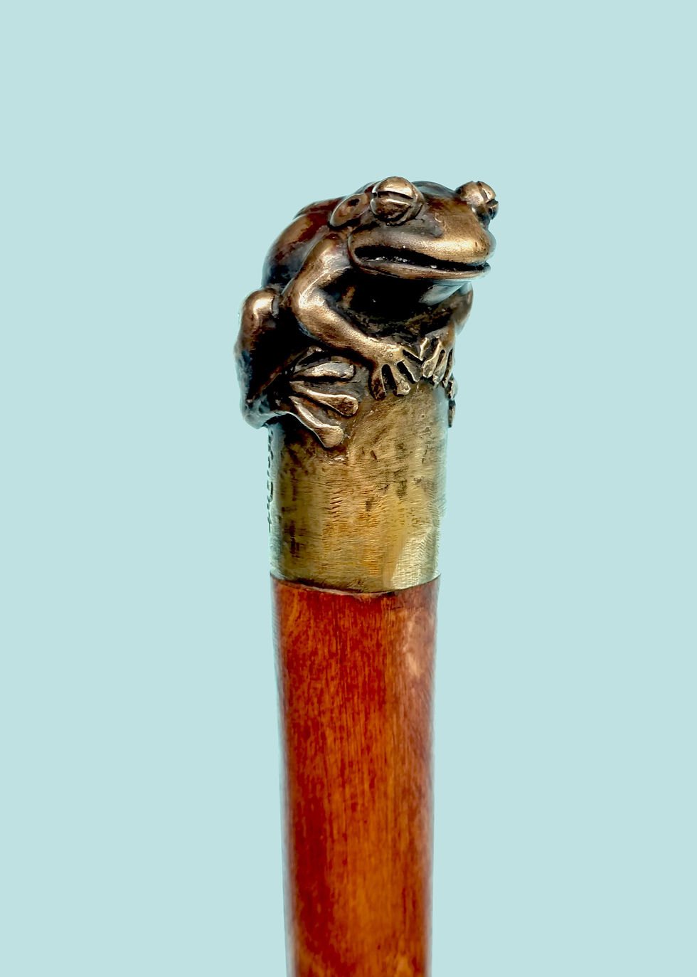 Bronze sculpture- Frog Walking Stick