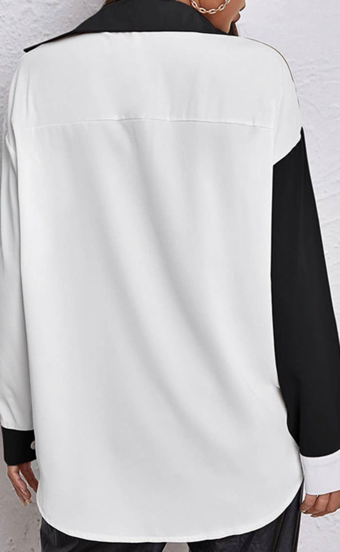 Thumbnail: Vanessa Two Tone Color Woven Blouse