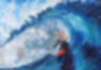 Surfer painting, surfing, surf oil painting, surf artwork, surfing with tallit, spiritual surfer, painting of surfing rabbi