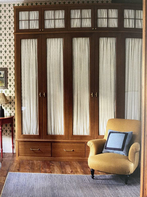 An Intro to our Sudbury Home Bakery Project Wood closet doors with fabric