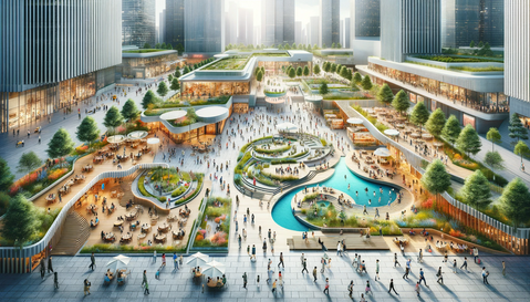 DALL·E 2024-01-12 20.43.37 - An image showcasing the activation and promotion of people in public spaces, focusing on urban planning and spatial design. The scene depicts a vibran