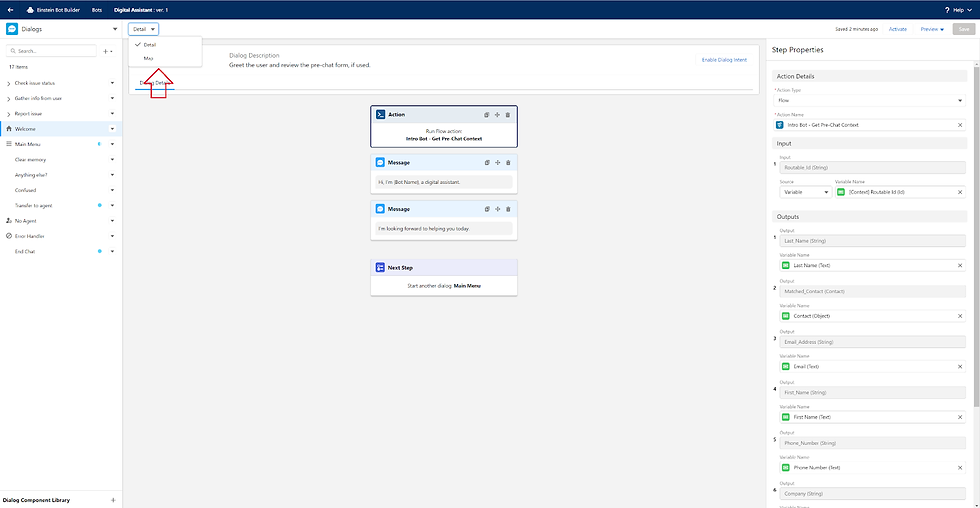 Einstein bot builder page