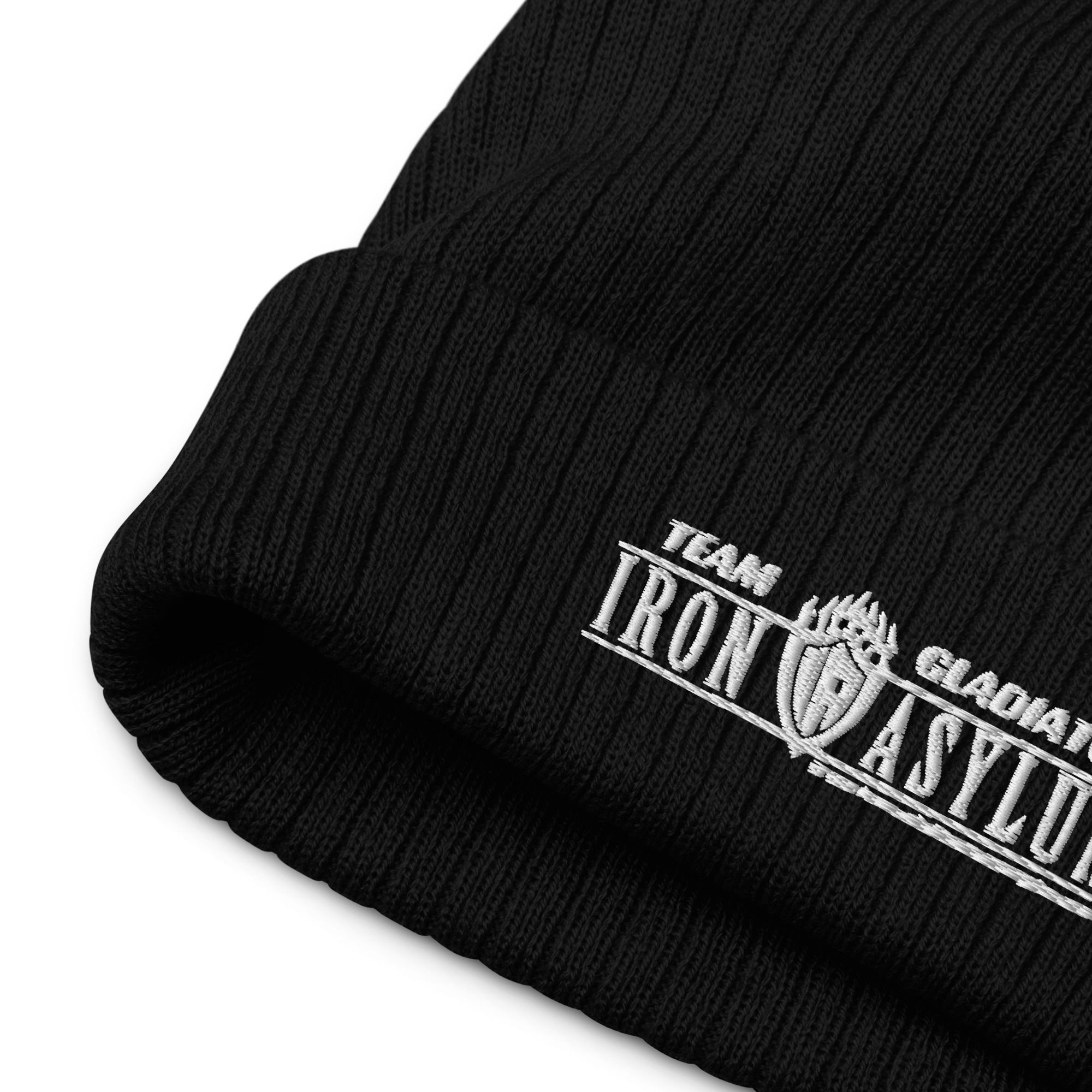 Ribbed knit beanie iron asylum