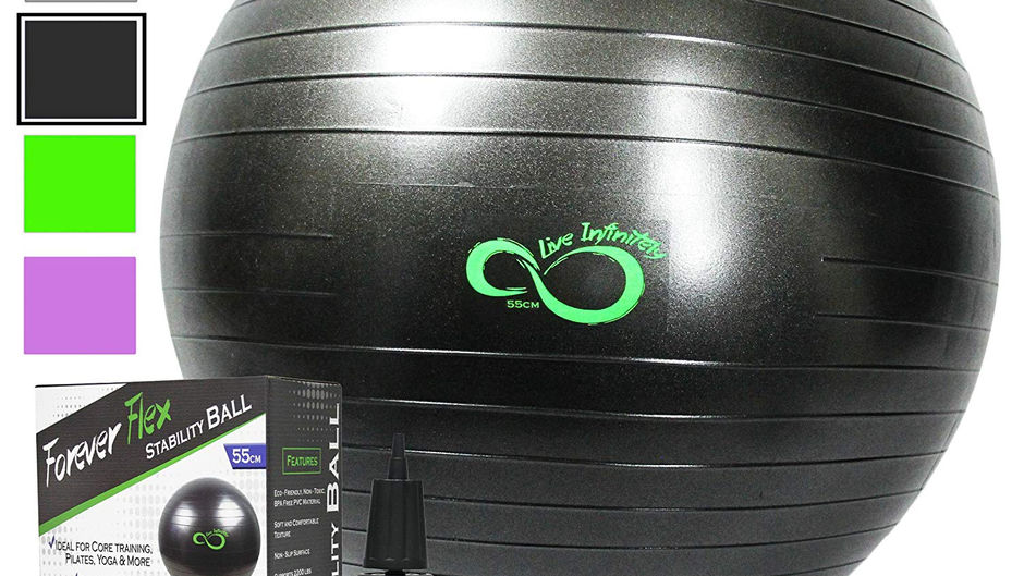 Exercise Ball -Professional Grade Exercise Equipment Anti Burst Tested with Hand Pump- Supports 2200