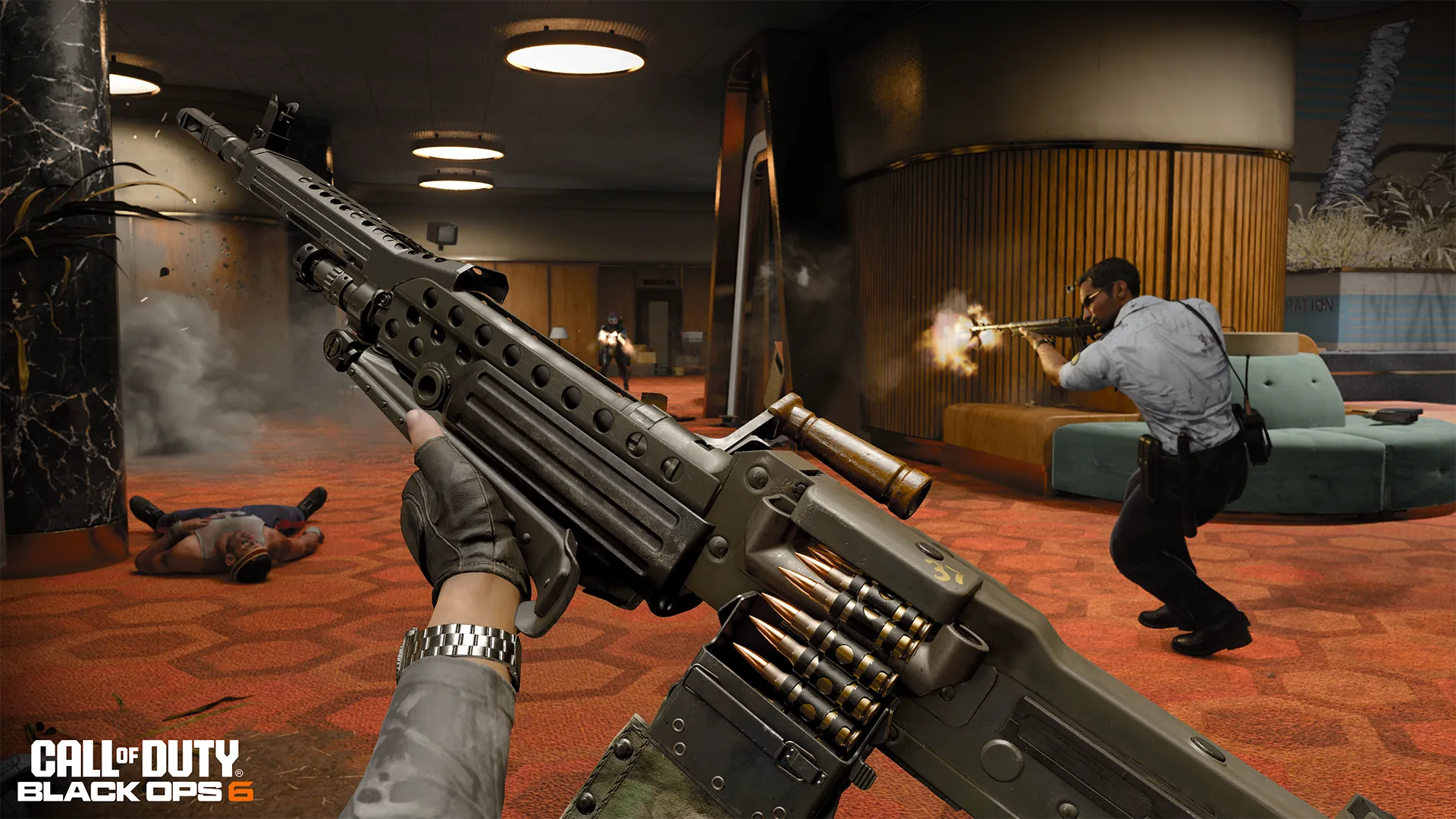 Arte promocional de Call of Duty Season 06 The Haunting com cenário sombrio e personagens