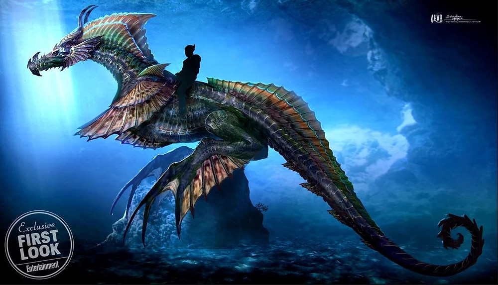 Dragão Marinho gigante estará presente no filme solo do Aquaman. (Imagem: Entertainment Weekly)
