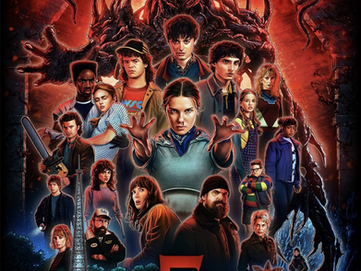 Pôster oficial de Stranger Things 5 mostra Eleven, seus amigos e Vecna em clima sombrio, anunciando o fim épico da série da Netflix.