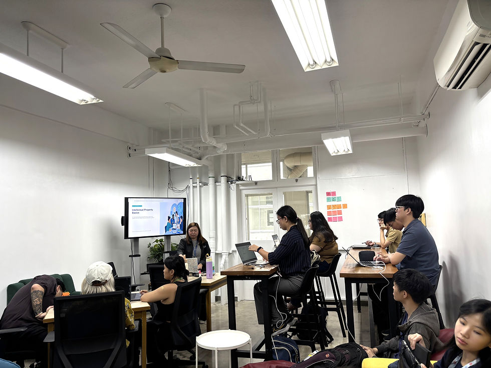 Image: Ms Madielaine Fatallo delivers an introductory talk on the fundamentals of intellectual property to student interns, emphasizing its role in protecting innovation, software, and technological advancements.