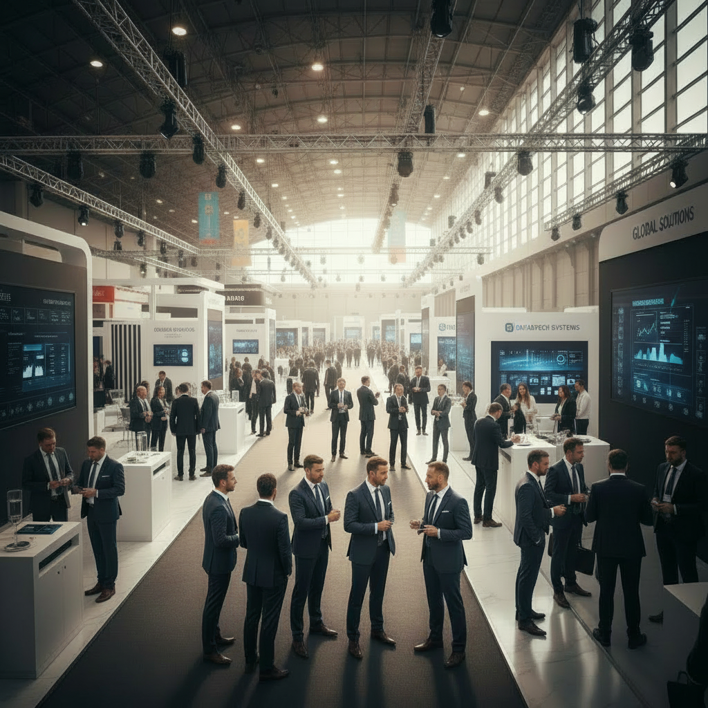B2B trade exhibition professionals networking at Dubai World Trade Centre, Middle East Event Show 2026