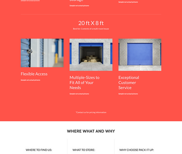 pack it up storage website design