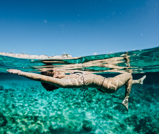 Floating in the water