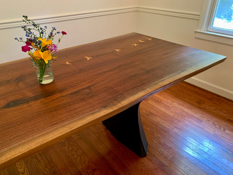 Black Walnut Live Edge Table with Flying Bird Inlays