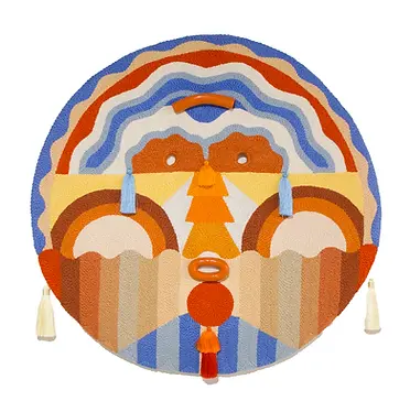 Tweemuizen,soles,50x50cm, hilo de algodon, lana merino y cerámica, 2023 copy.webp