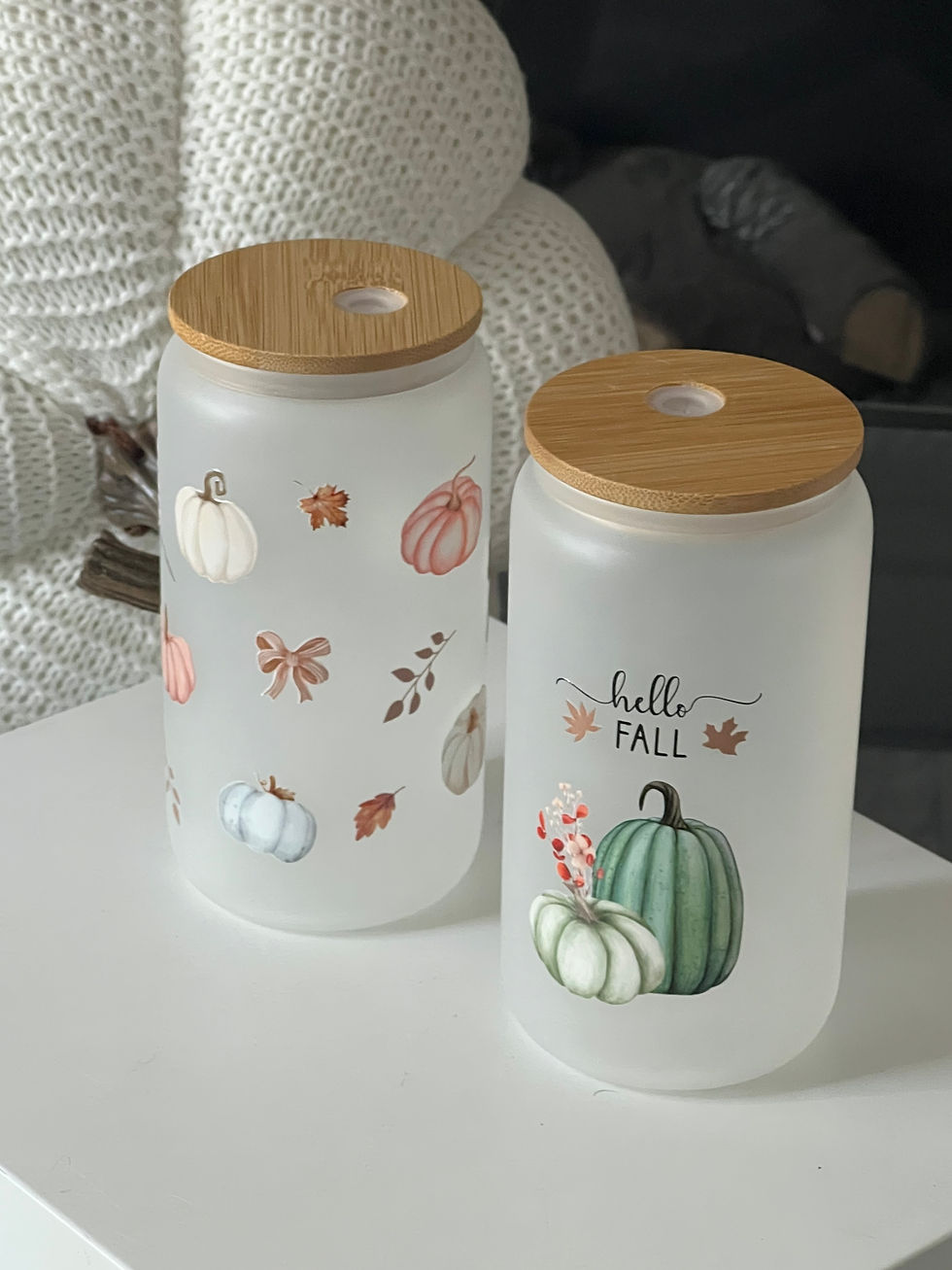 Thumbnail: Pastel Pumpkin 16oz Frosted Glass Tumblers
