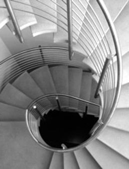 Top-down view of a modern spiral staircase