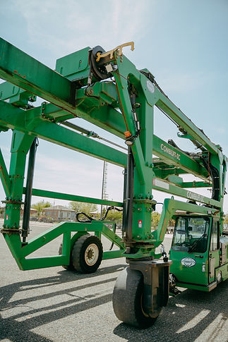 Combilift Straddle Carrier Green on PLP terminal site