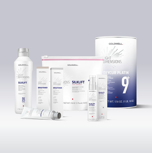 Range of Goldwell Lightening products in different packaging on light grey background