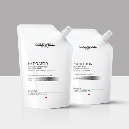 System Perm product pouches on white and grey background