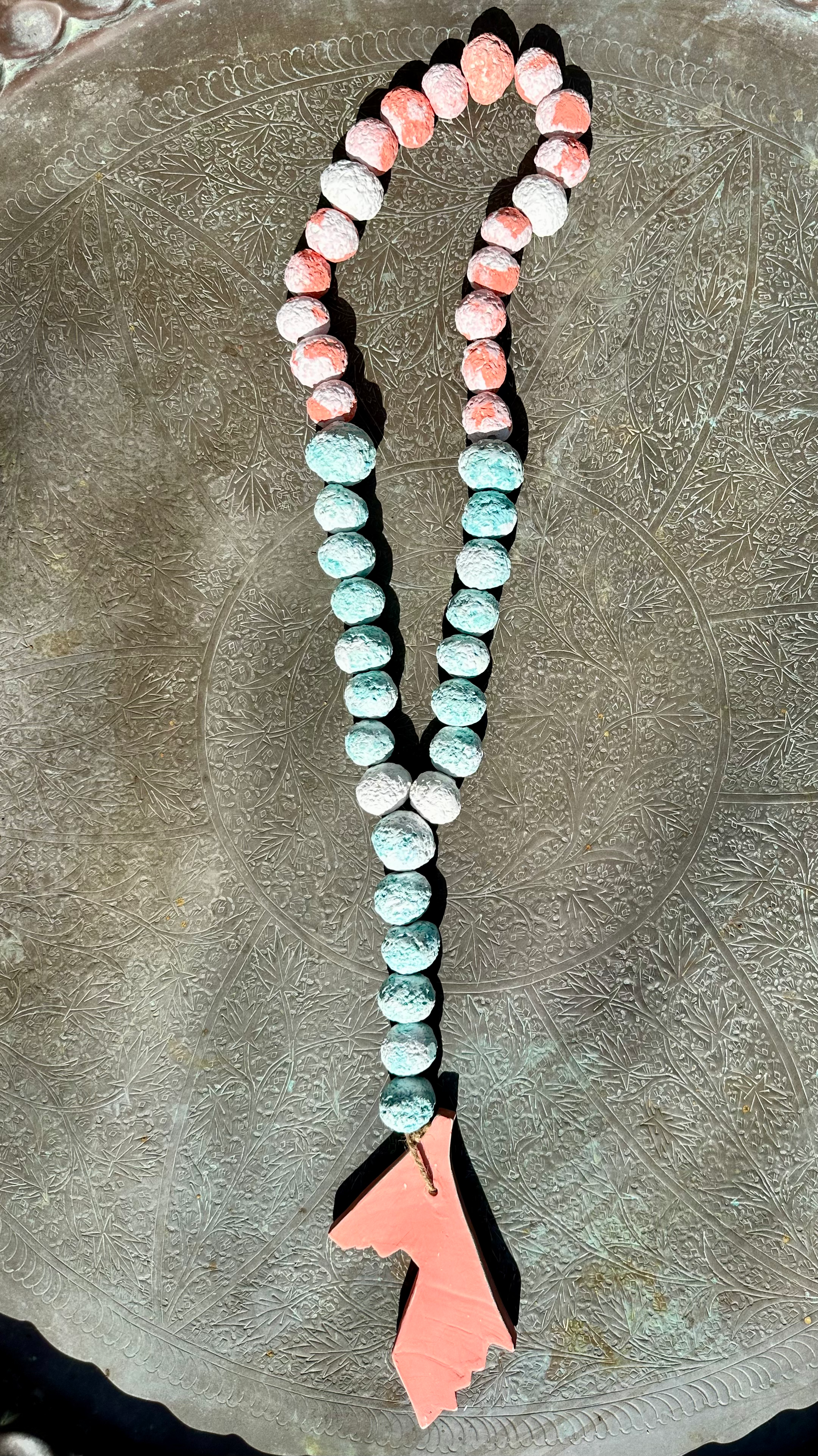 Teal Rose Leaf Rosary