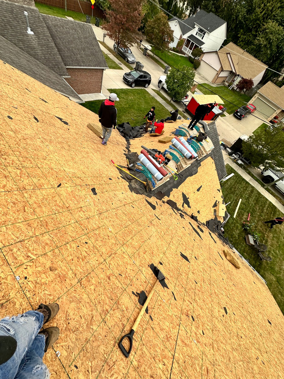 Roof decking after shingle tear off, Clinton Township