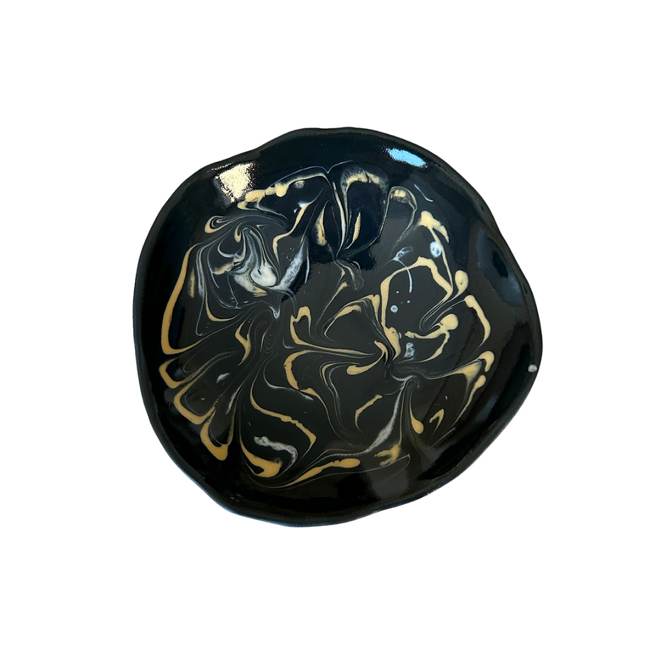 Marble Küçük Kase - Hardal&Siyah&Beyaz