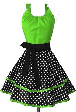 Hyzrz Cute Retro Apron Vintage Maid Polka Dot Kitchen Cooking Aprons