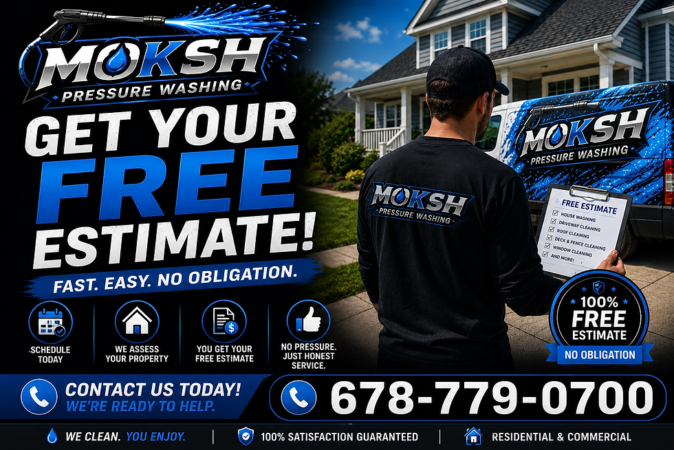 Moksh Pressure Washing: Get your free estimate, call 678-779-0700