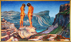 #373 - Nakne - olje på panel 70X122 - 1980