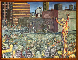 #167 - Ansvaret - olje på panel 61X80 - 1979