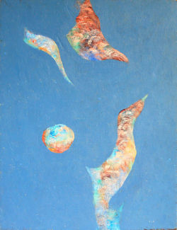 #196 - Stjerner - akryl på panel 42X54,5 – 2002