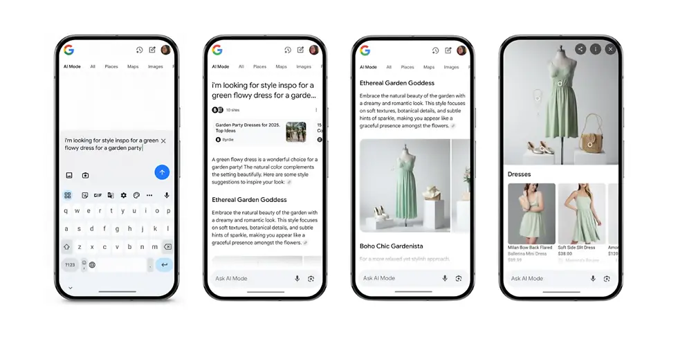 AI-generated outfit suggestions based on user preferences in Google Shopping.