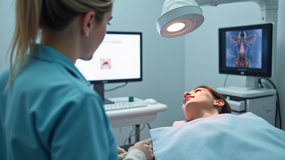 Eye-level view of laser hair removal treatment room with equipment