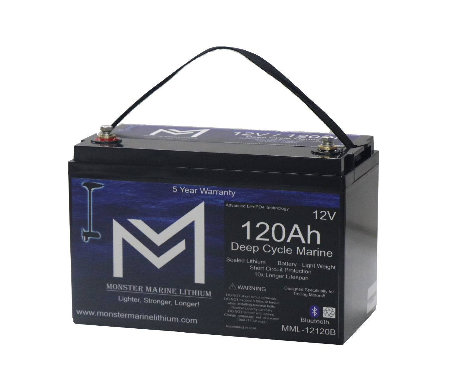 12V 120Ah Bluetooth Lithium Deep Cycle Marine Battery MML-12120b (w/ bluetooth)