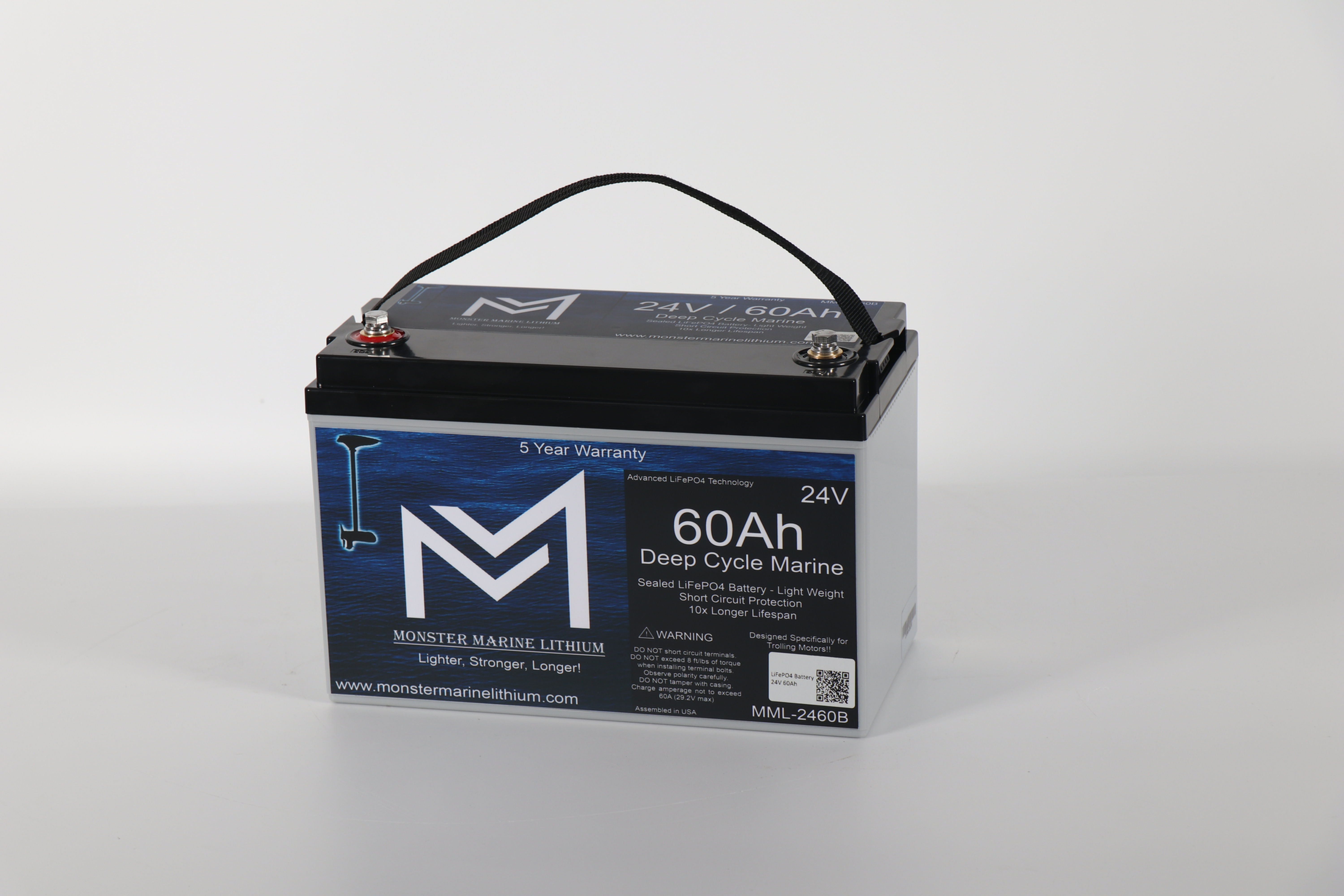 24V 60Ah Lithium Bluetooth Deep Cycle Marine Trolling Battery MML-2460B