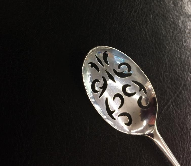 Thumbnail: Silver Mote Spoon in Britannia silver c1715