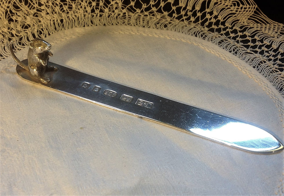 Thumbnail: Silver Paper knife with silver rat by Jon Braganza