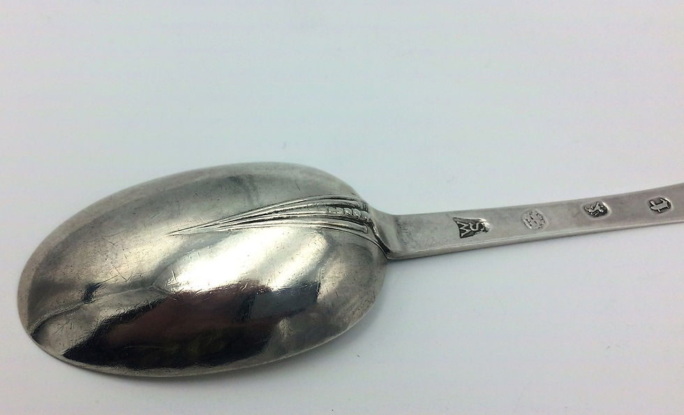 Thumbnail: Exceptionally fine silver trefid spoon William III by Will Scarlett 1696