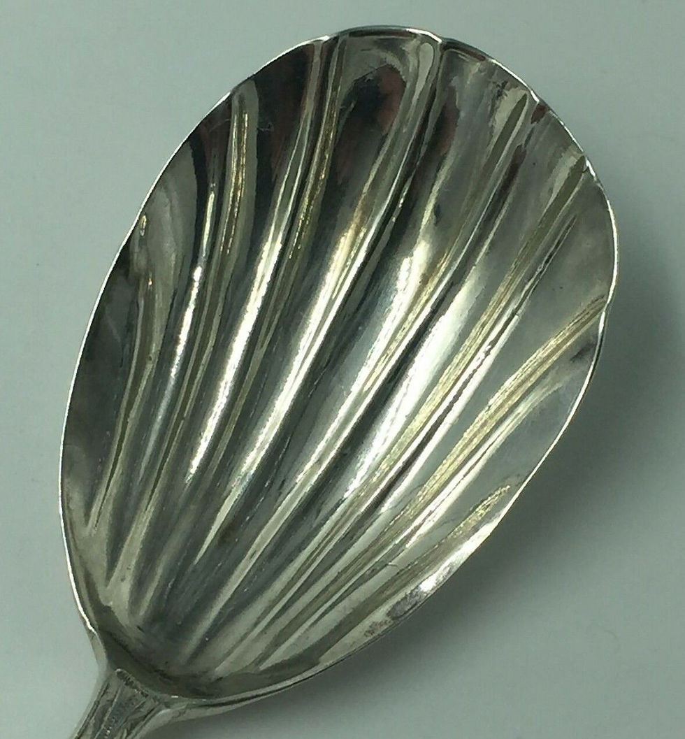 Thumbnail: Silver Caddy Spoon Georgian Charles Hollinshed 1821 Shell Bowl Bright Cut