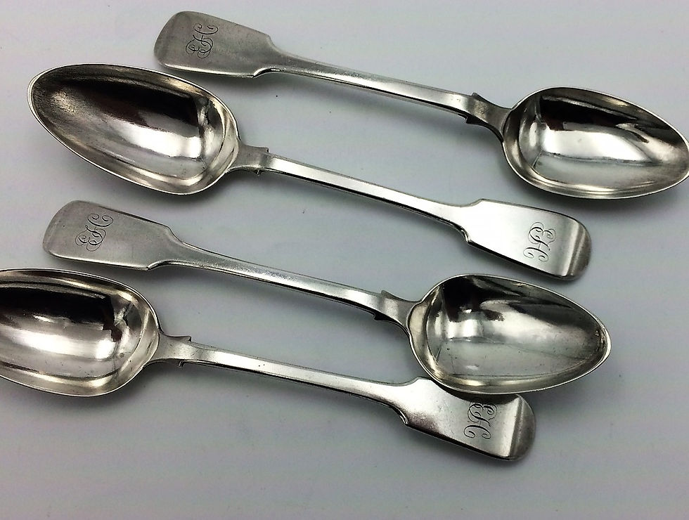 Thumbnail: Set 4 York Silver Tea Spoon Barber and North, York 1837