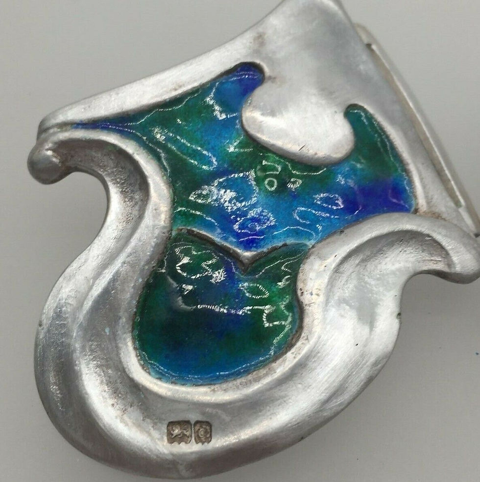 Thumbnail: Arts Nouveau  Silver Enamelled Belt Buckle Kate Harris for William Hutton 1903