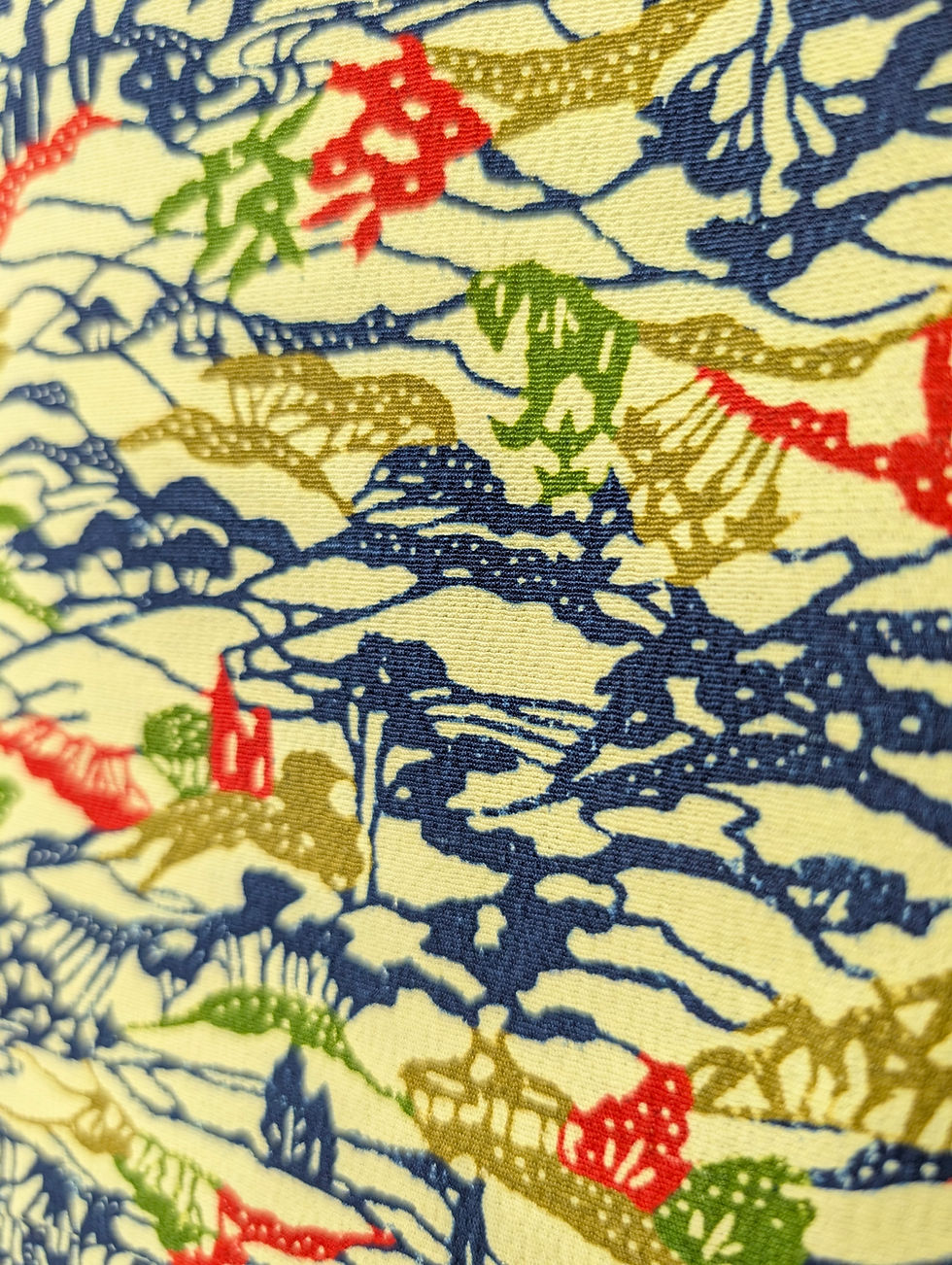 Miniature : Veste Haori Vintage - Paysage Japonais Vert et Terracotta