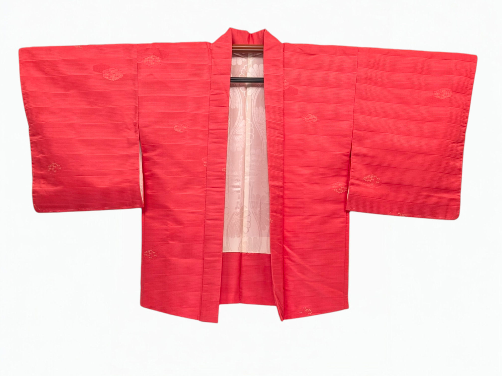 Veste Haori Vintage Rose Vif Jacquard