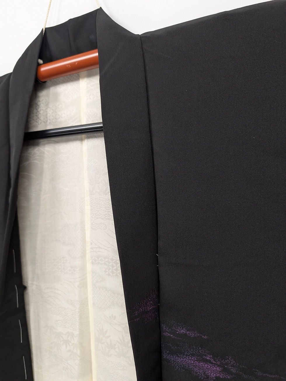 Miniature : Veste Haori Vintage Noire - Brume Violette & Kamon